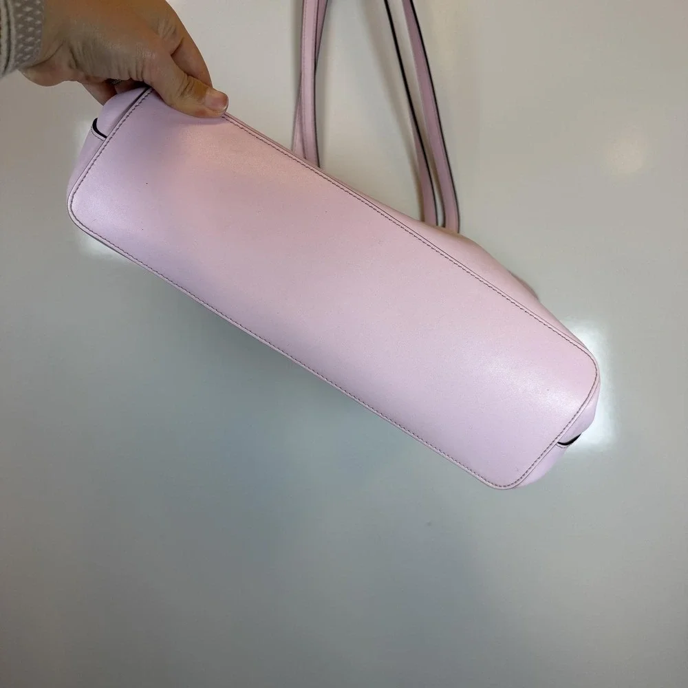 Kate Spade Tote Bag Womens Large Pink Leather Beige Lining Shoulder Work Office